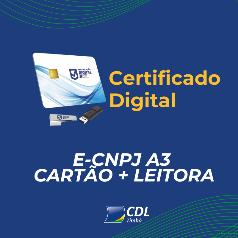 E-CNPJ A3 CARTÃO+LEITORA- 3 ANOS